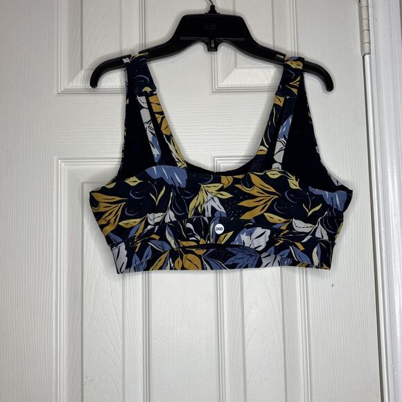 Danskin Now Sports Bra L Multicolor Leaf Print Activewear Crop Top Workout - Picture 2 of 7